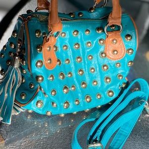 Vintage Turquoise Studded Handbag